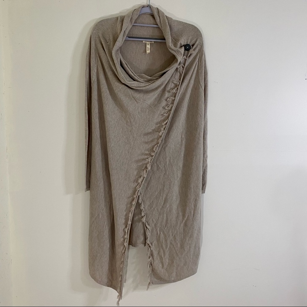 Matilda Jane X-Small Warm Smile Fringe Tassel Cardigan Draped Sweater Tan